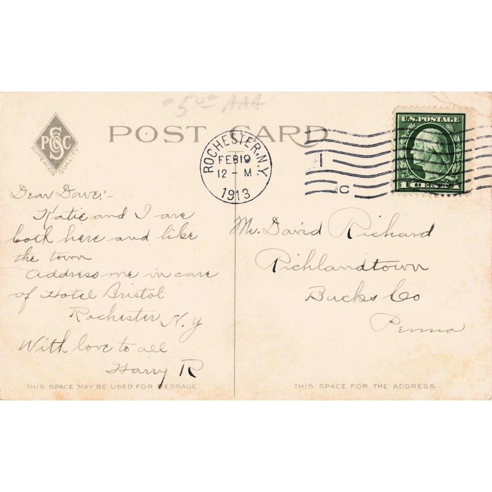 Vintage 1913 Rochester NY New Post Office Postcard PSC Superior Quality VG - Picture 2 of 2